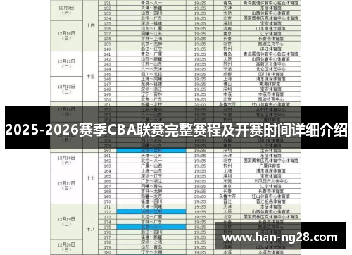 2025-2026赛季CBA联赛完整赛程及开赛时间详细介绍